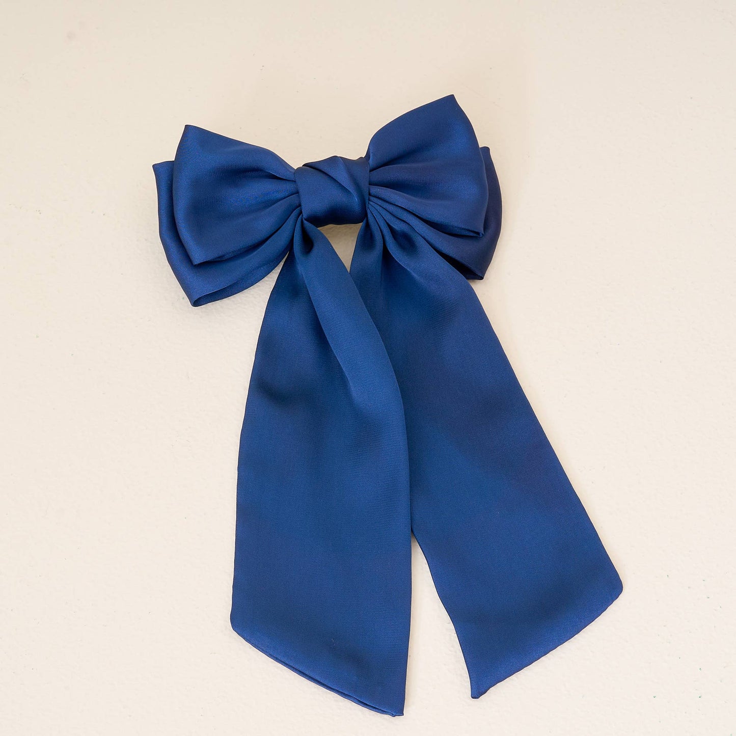 Satin Hair Bow- Navy