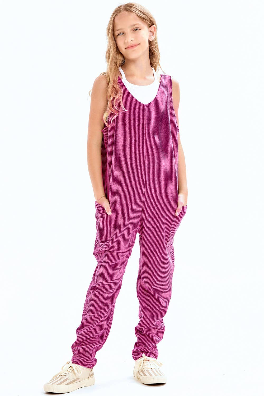 Embossed Rib Sleeveless Jumpsuit /Overall /Onesie