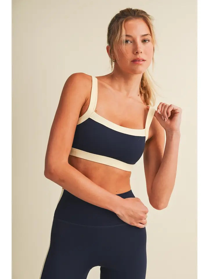 Contrast block sports bra