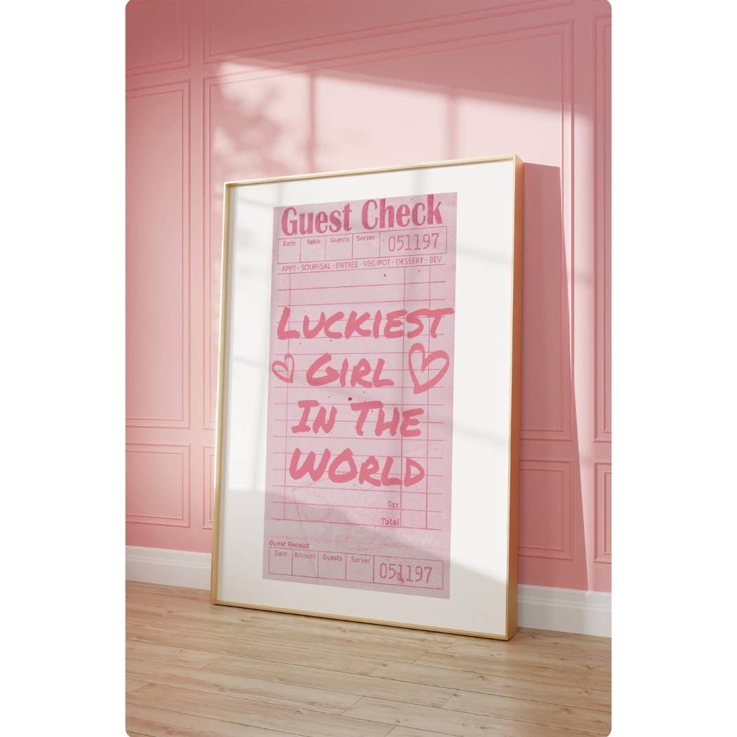 Luckiest Girl In The World Guest Check Wall Art Prints