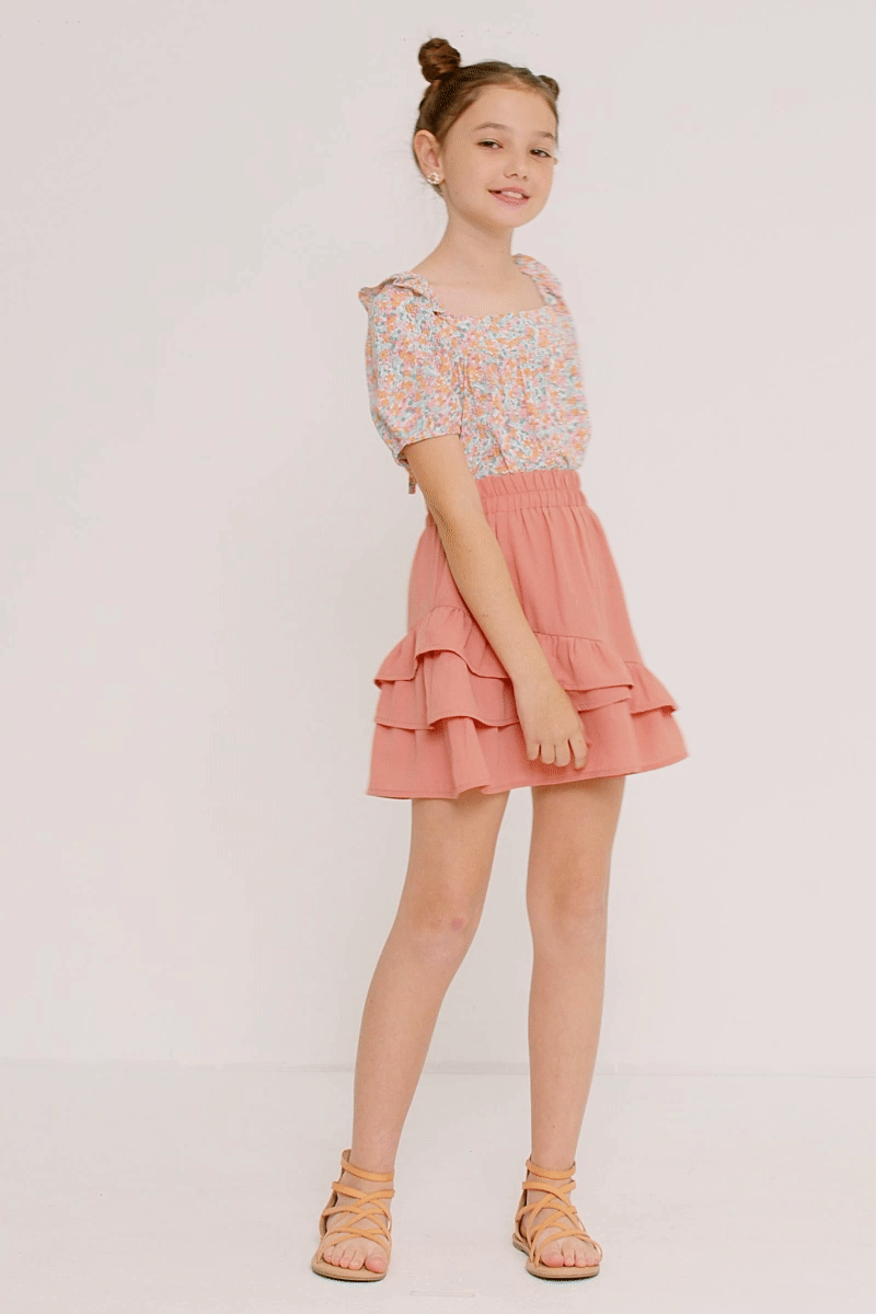 Ruffled Elastic Waist Skirt
