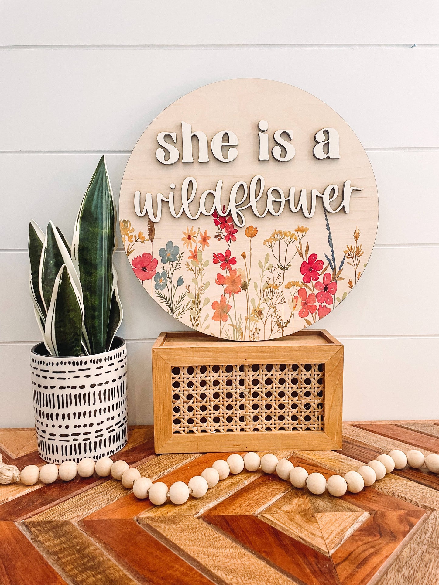 3D She is a Wildflower Boho Sign