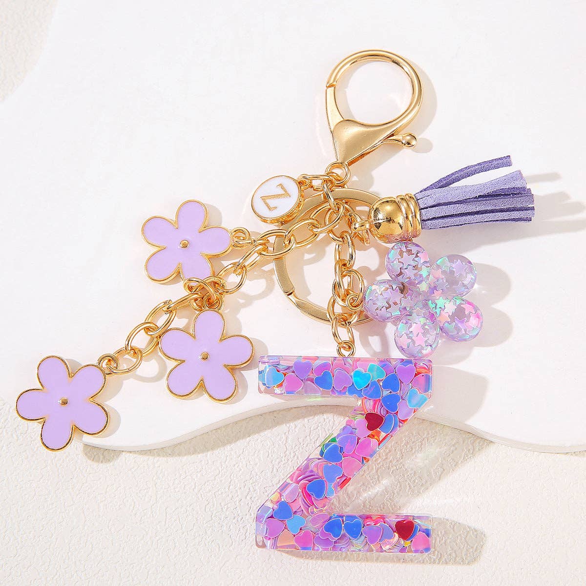 Purple Initial Keychain