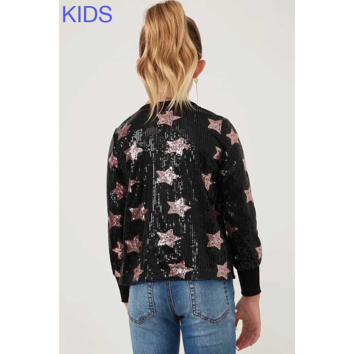 Girls Sequined Star Pattern Sweatshirt