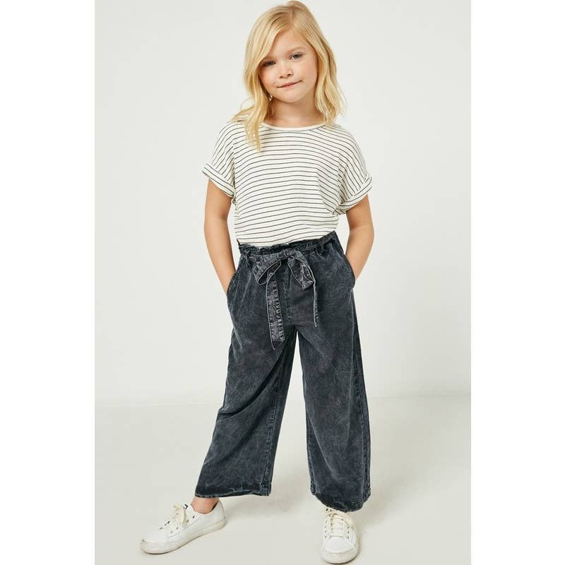 Girls Ribbed Stripe Crossback Knit Tee