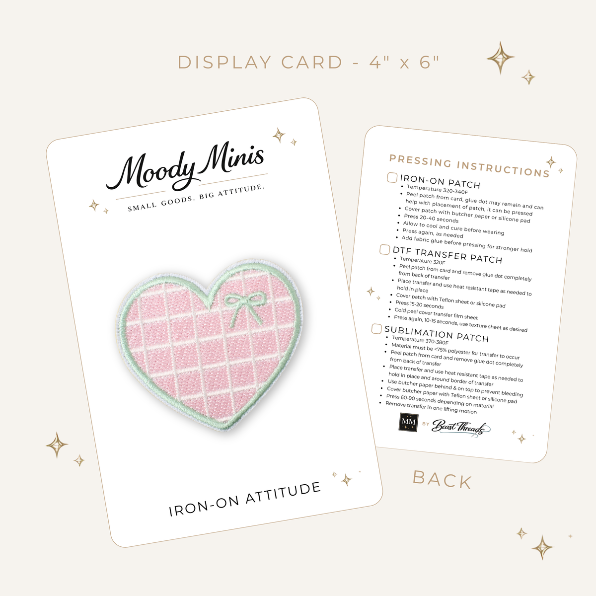 Preppy Pink w/Green Grid Heart Embroidered Patch