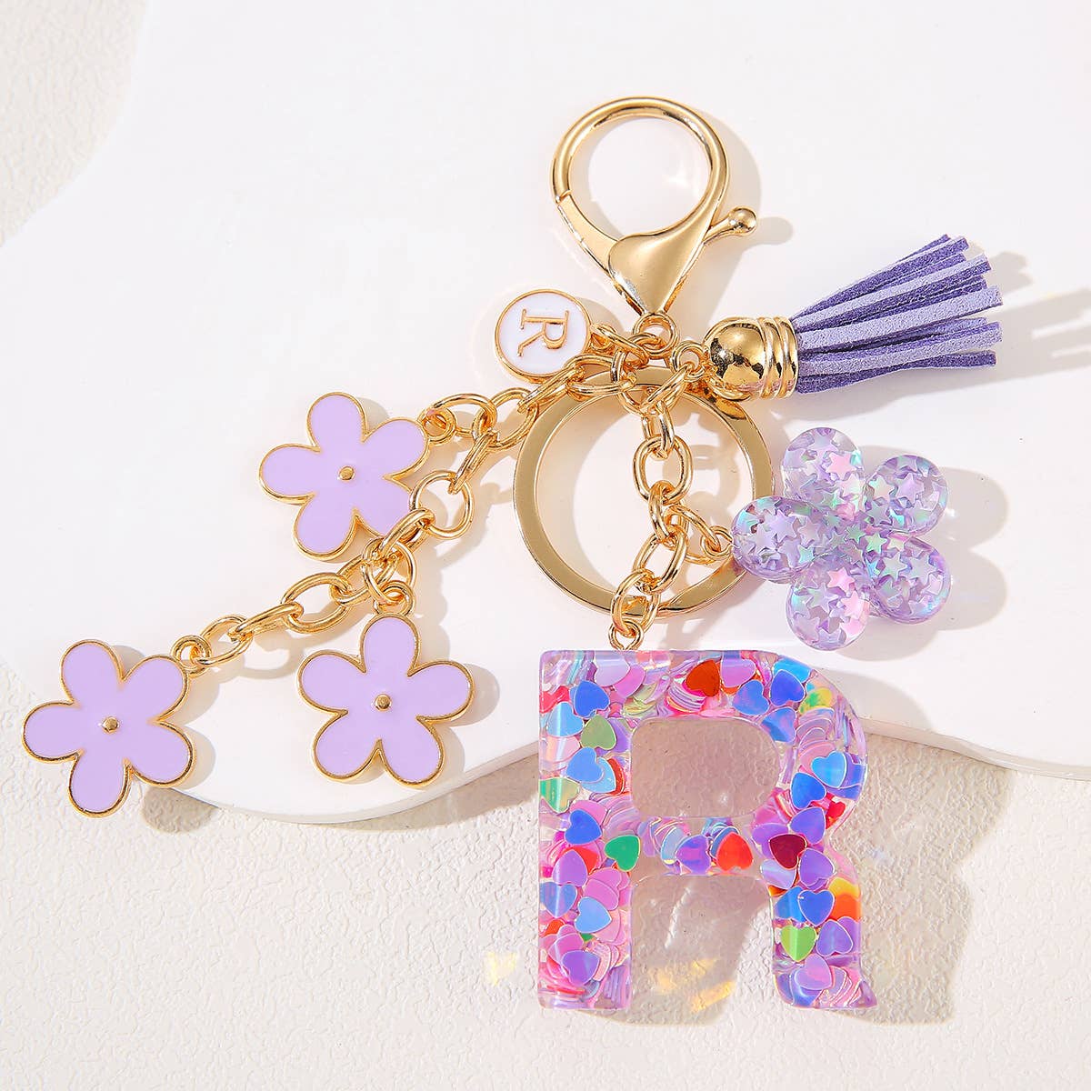 Purple Initial Keychain