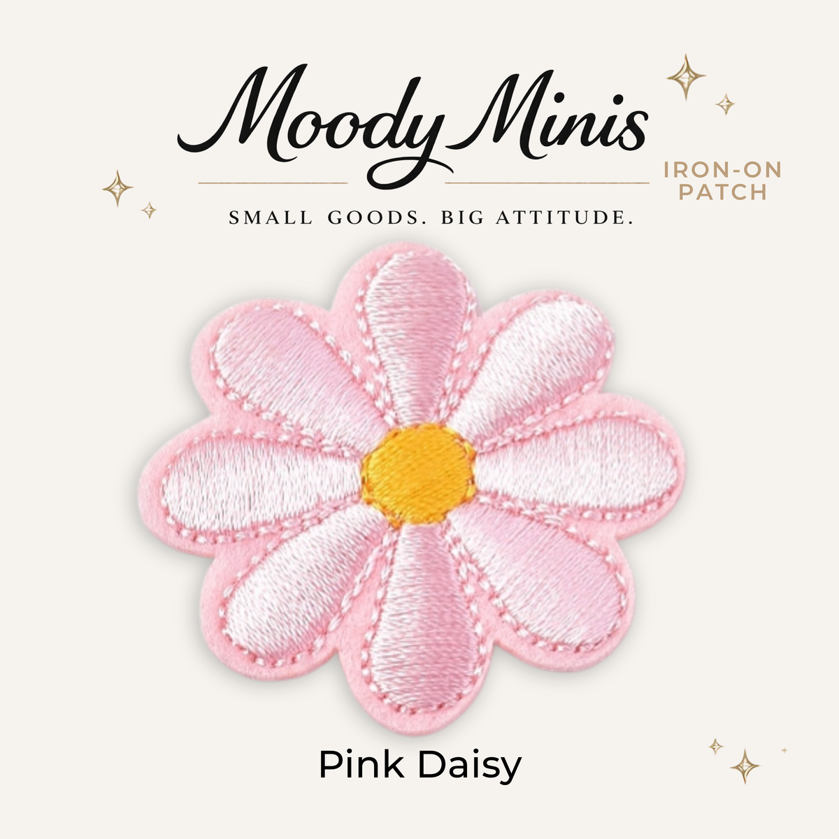 Pink Daisy Embroidered Patch