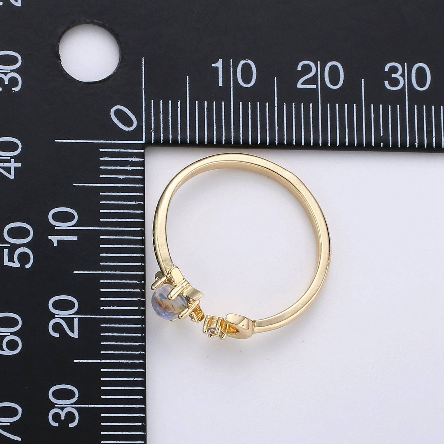 Gold Plated Crescent Moon Adjustable Ring R087