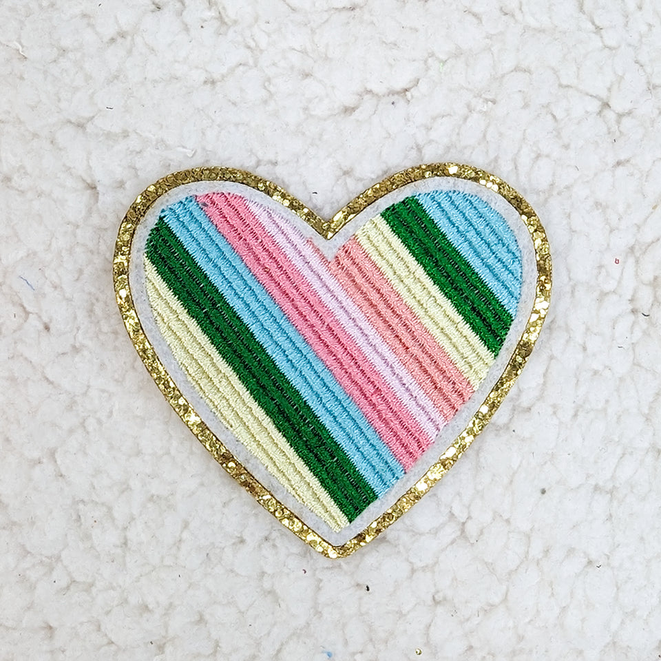 Multi Color Heart Glitter Patch