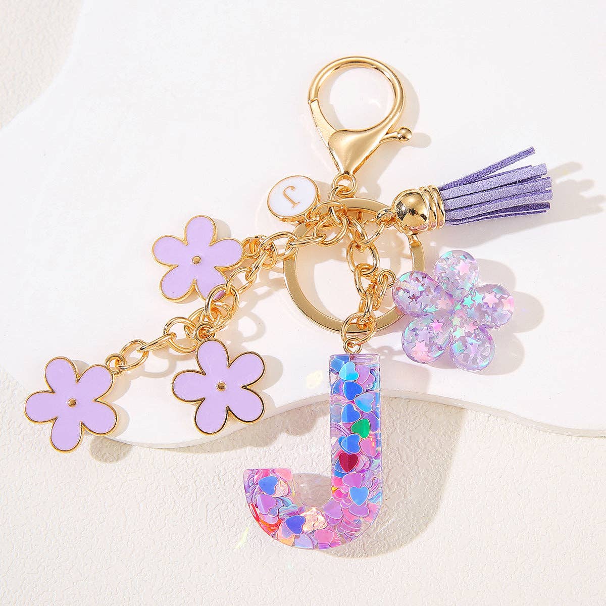 Purple Initial Keychain