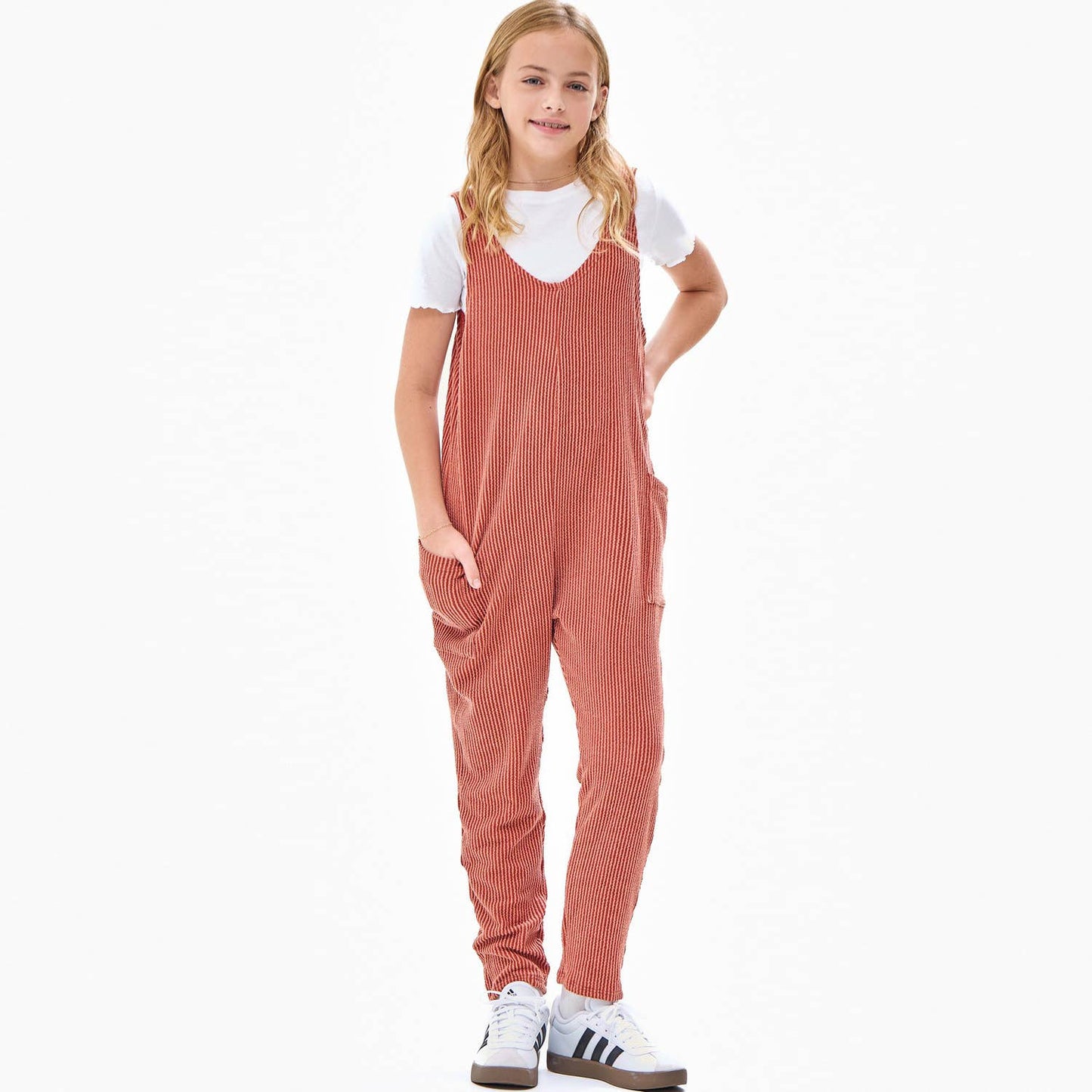 Embossed Rib Sleeveless Jumpsuit /Overall /Onesie