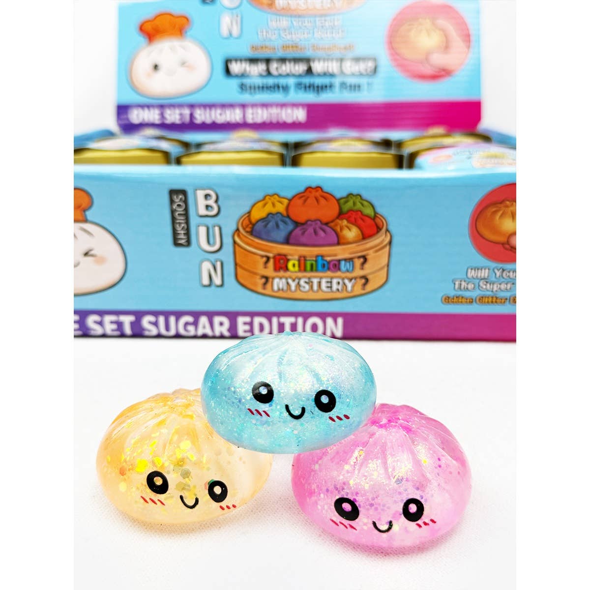 24pcs Mini Glitter Dumpling Squishy with Steamer