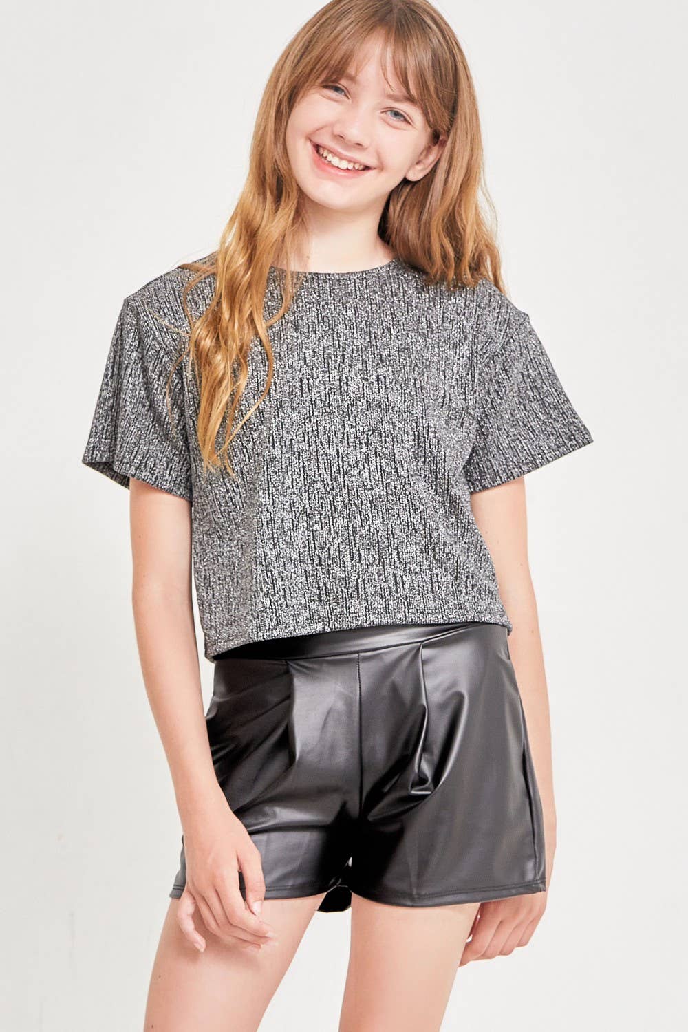 Faux Leather Pleated Shorts