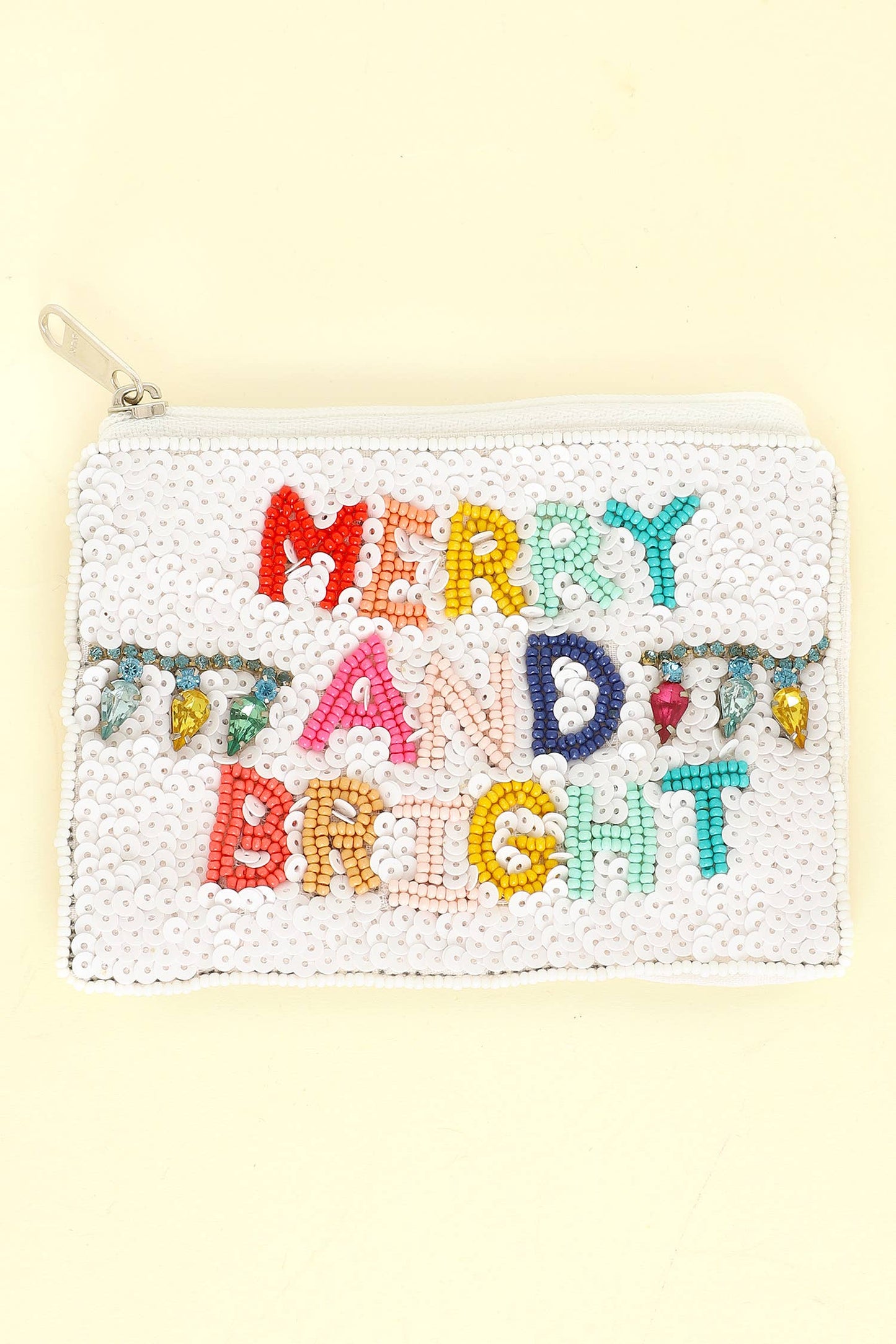 Christmas Merry and Bright Jeweled Coin Bag