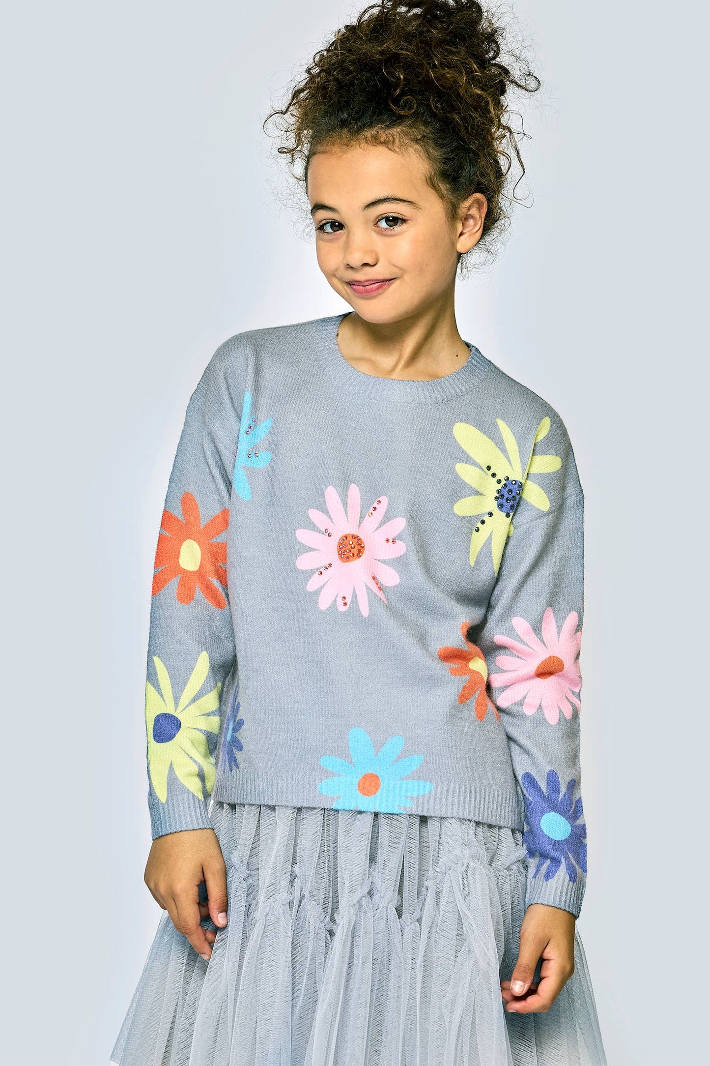 PRINTED ALL OVER FLOWER SWEATER