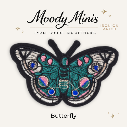 Butterfly Embroidered Patch-Black