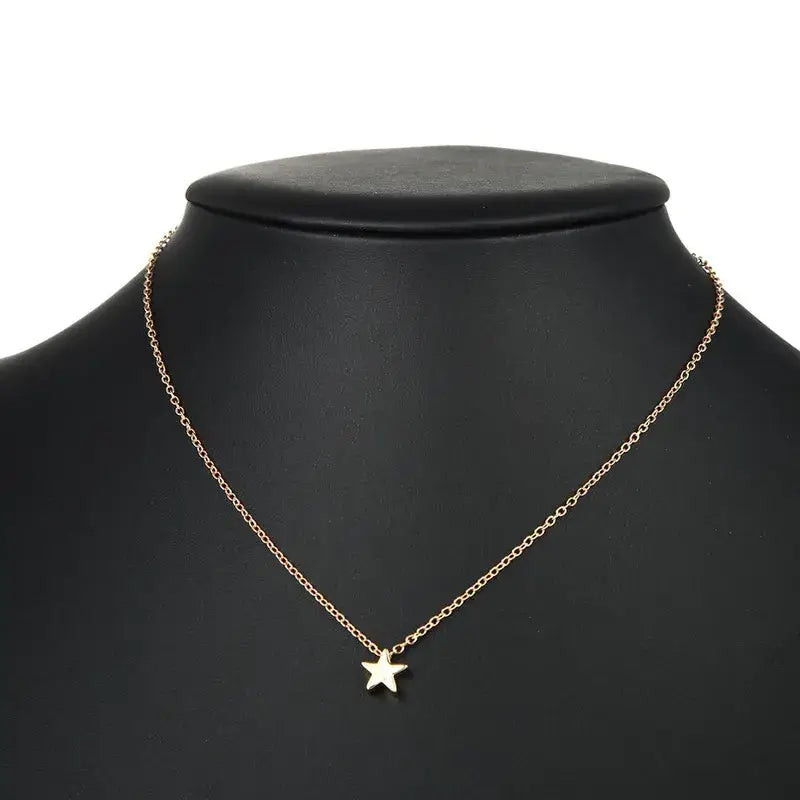 Gold or Silver Alloy Star Pendant Necklace