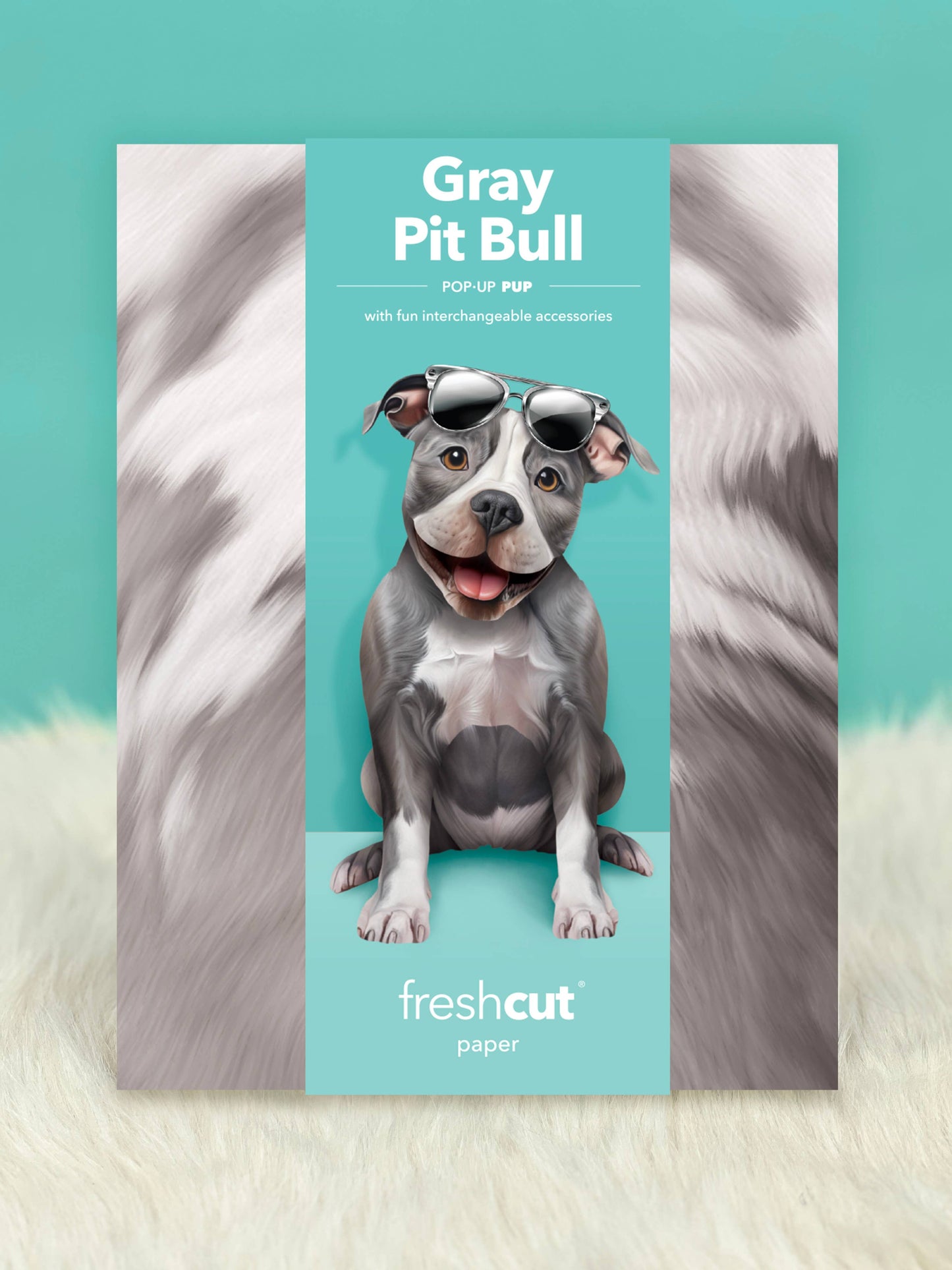 Gray Pitbull Pop-up Greeting Card