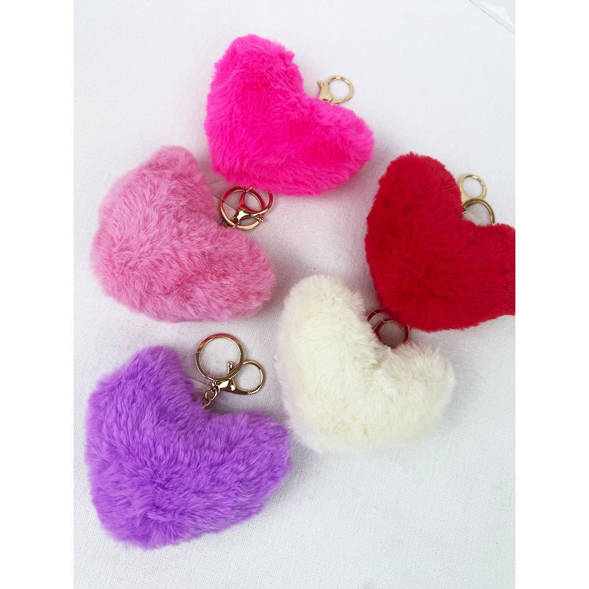 Pom Pom Heart Shape Plush Keychain