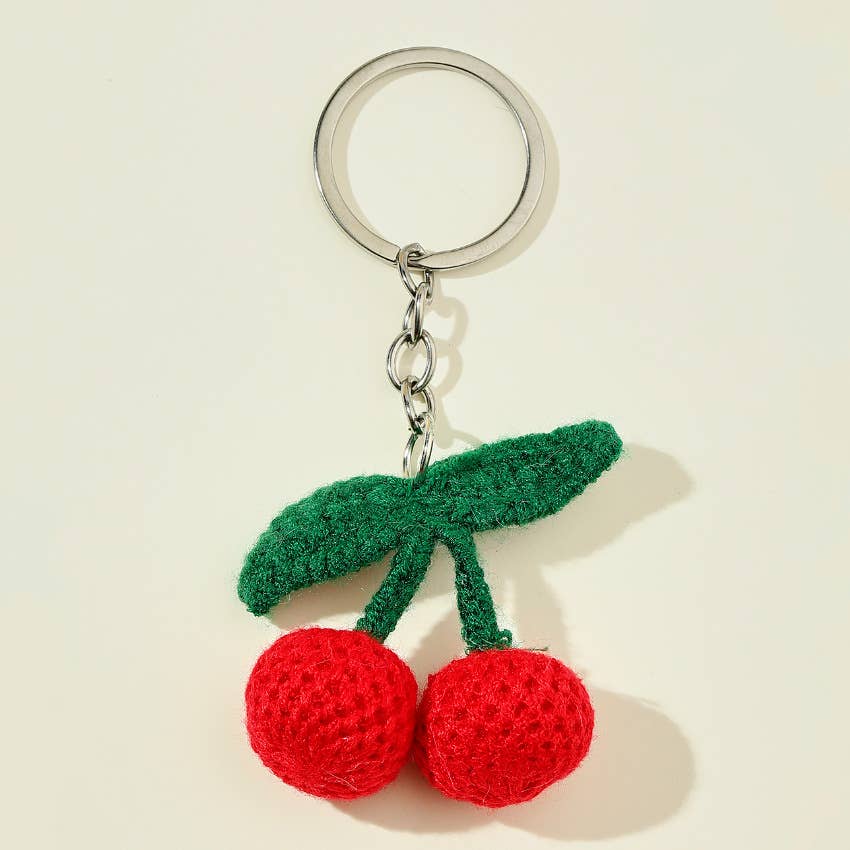 Cute Knitted Cherry Keychain Bag Pendant