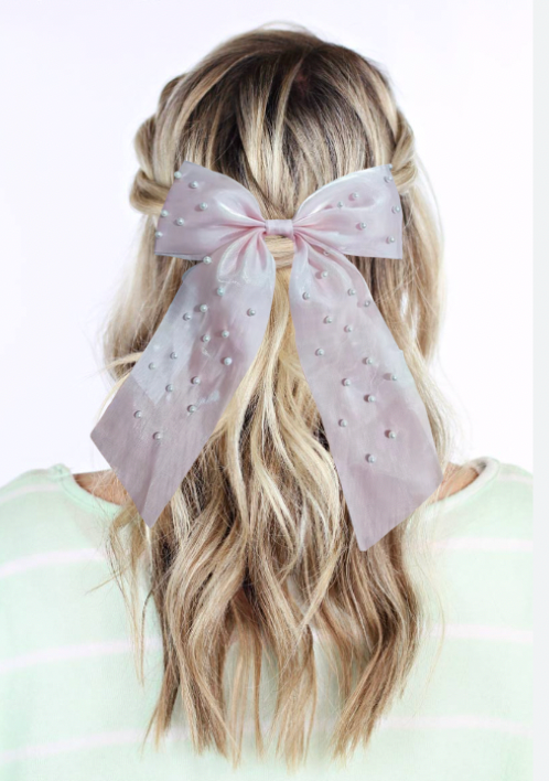 TikTok Long Chiffon Pearl Hair Bows