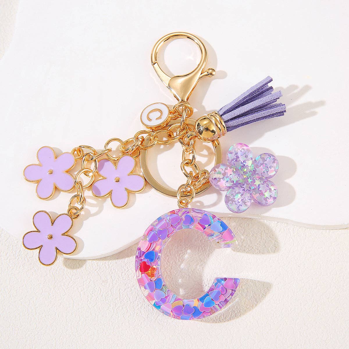Purple Initial Keychain