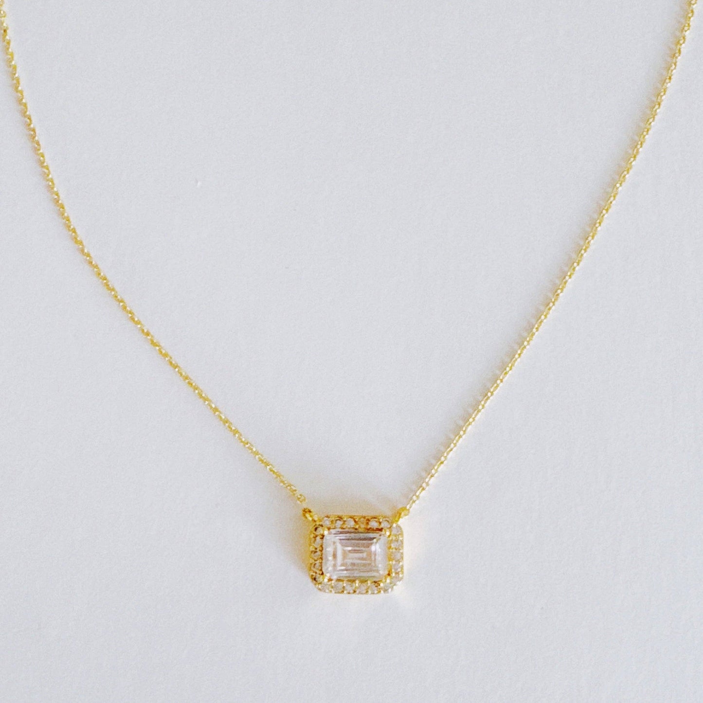 Radiant Emerald Cut Pendant Necklace