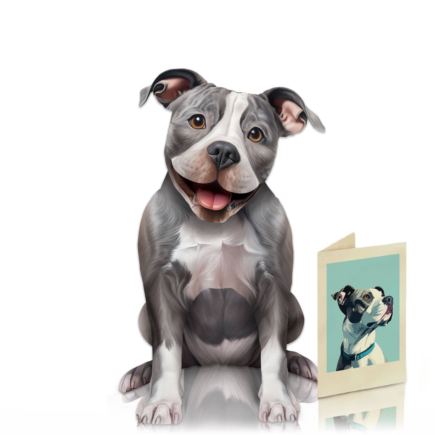 Gray Pitbull Pop-up Greeting Card