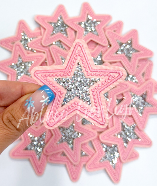 Pink rhinestone star patch