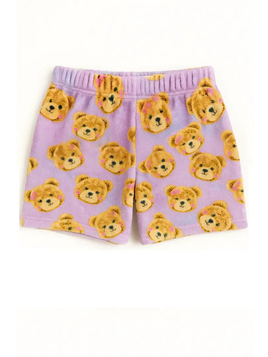 Plush Lavender Teddy Lounge Shorts