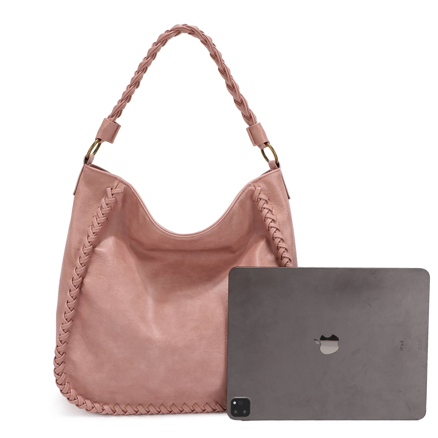 DEANA HOBO WHIPSTITCH WITH BRAIDED HANDLE