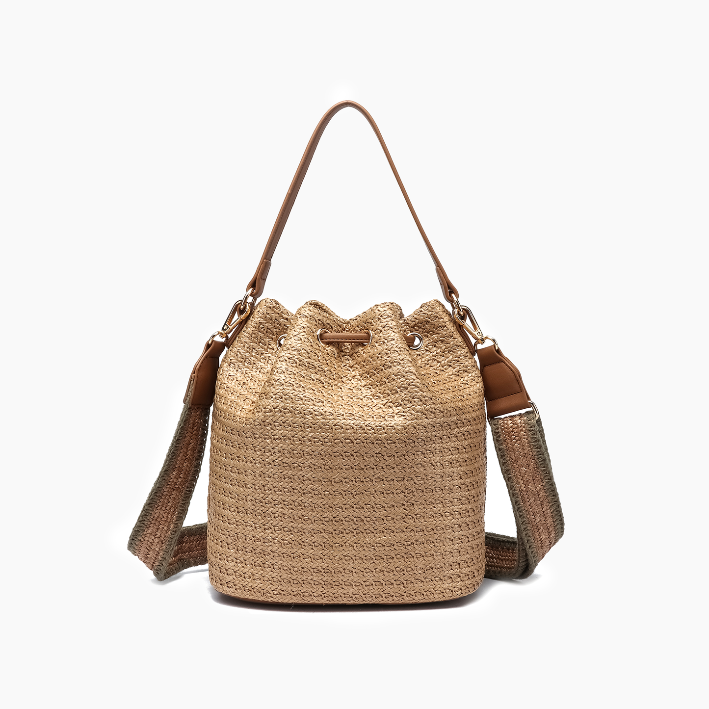 Harmony Straw Bucket Crossbody Bag