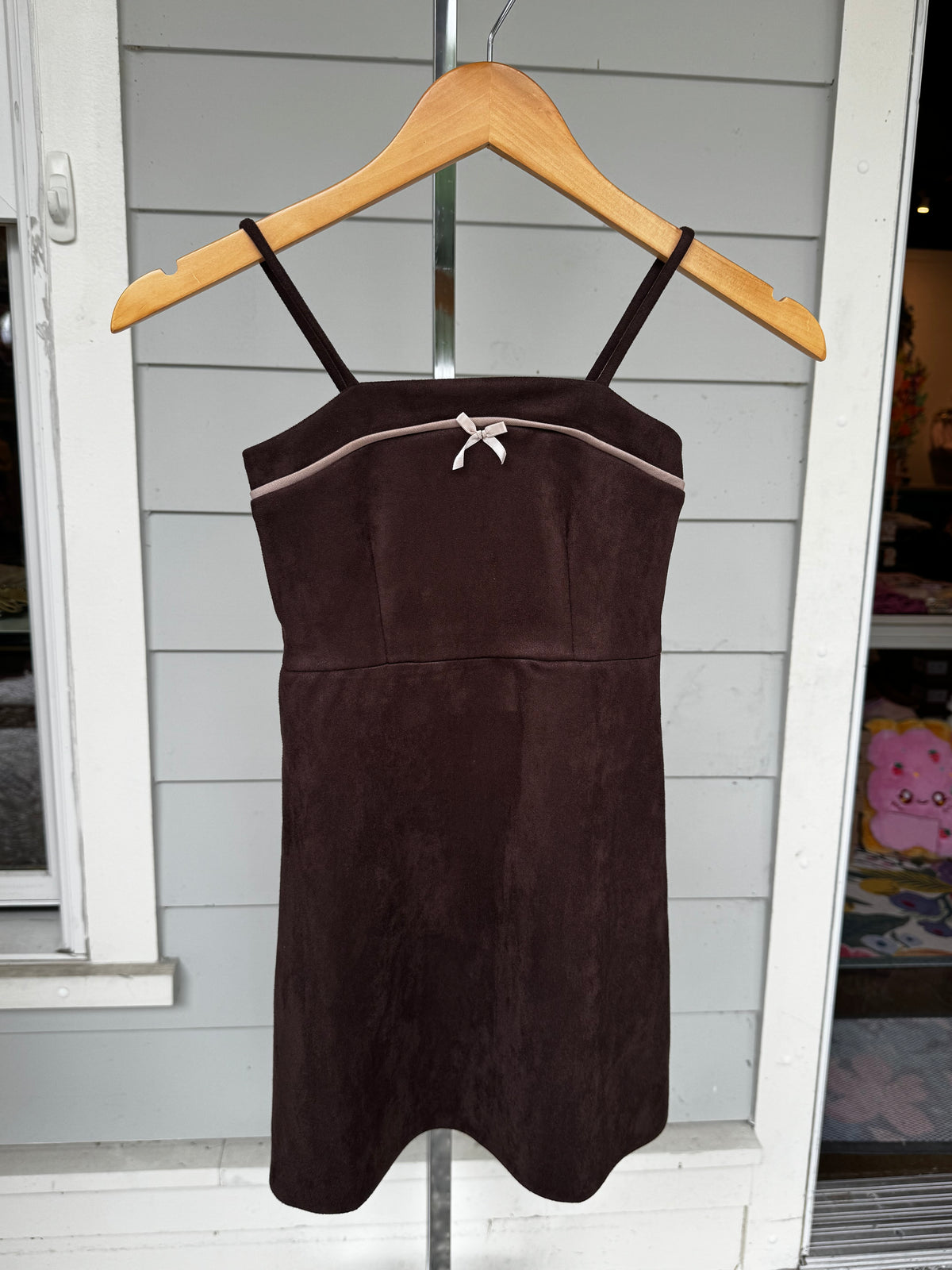 Suede Delicate Bow Dress