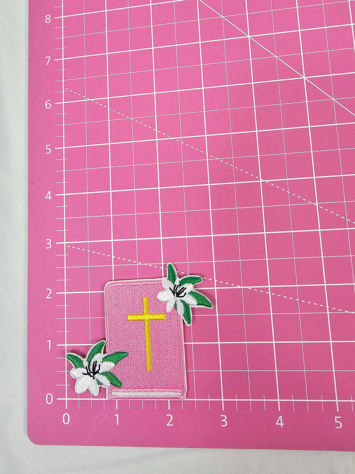 Pink Bible and Flower Embroidery Iron On Patch