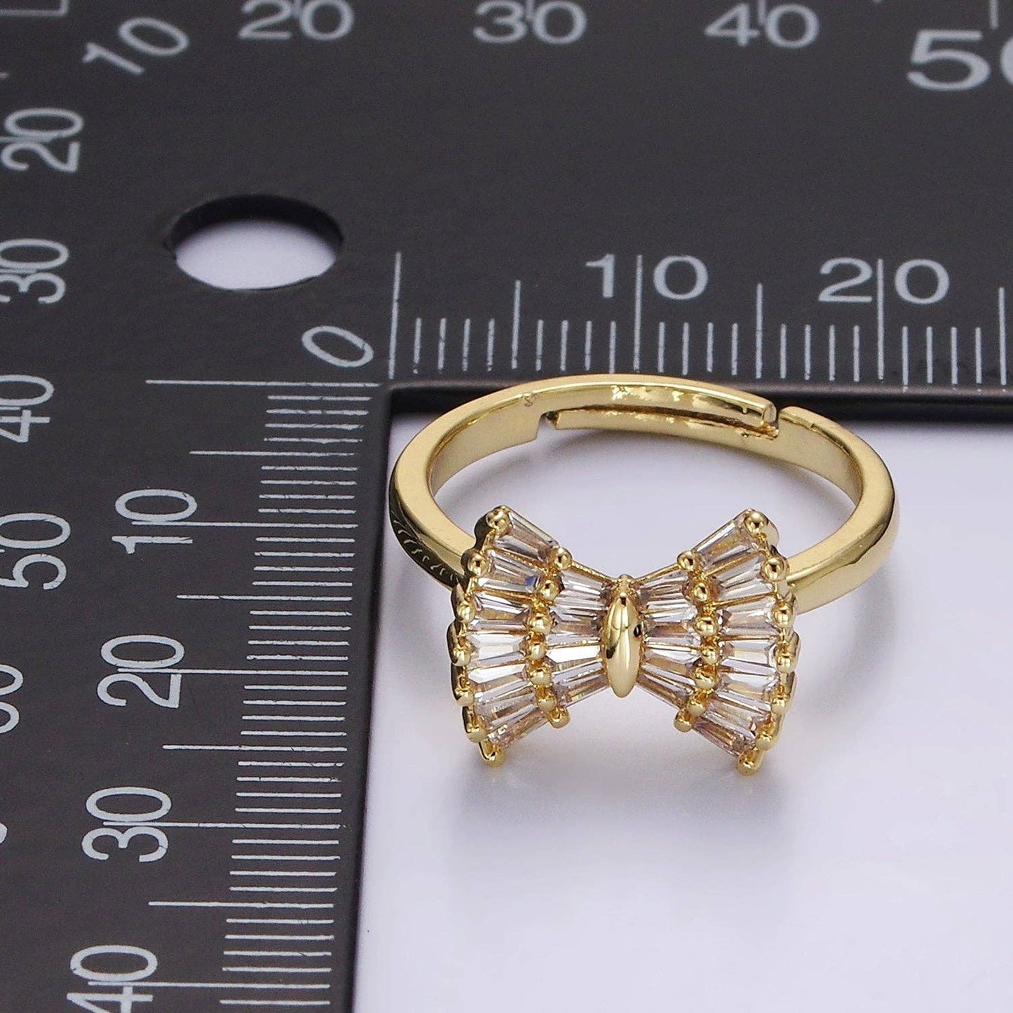 Baguette Bow Ribbon Ring