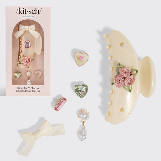 Curved Claw Clip 7pc Set Vintage- Pearlized Cream