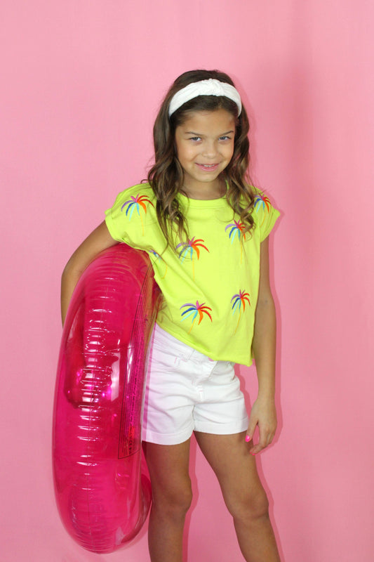 Palm tree embroidery sleeveless shirt