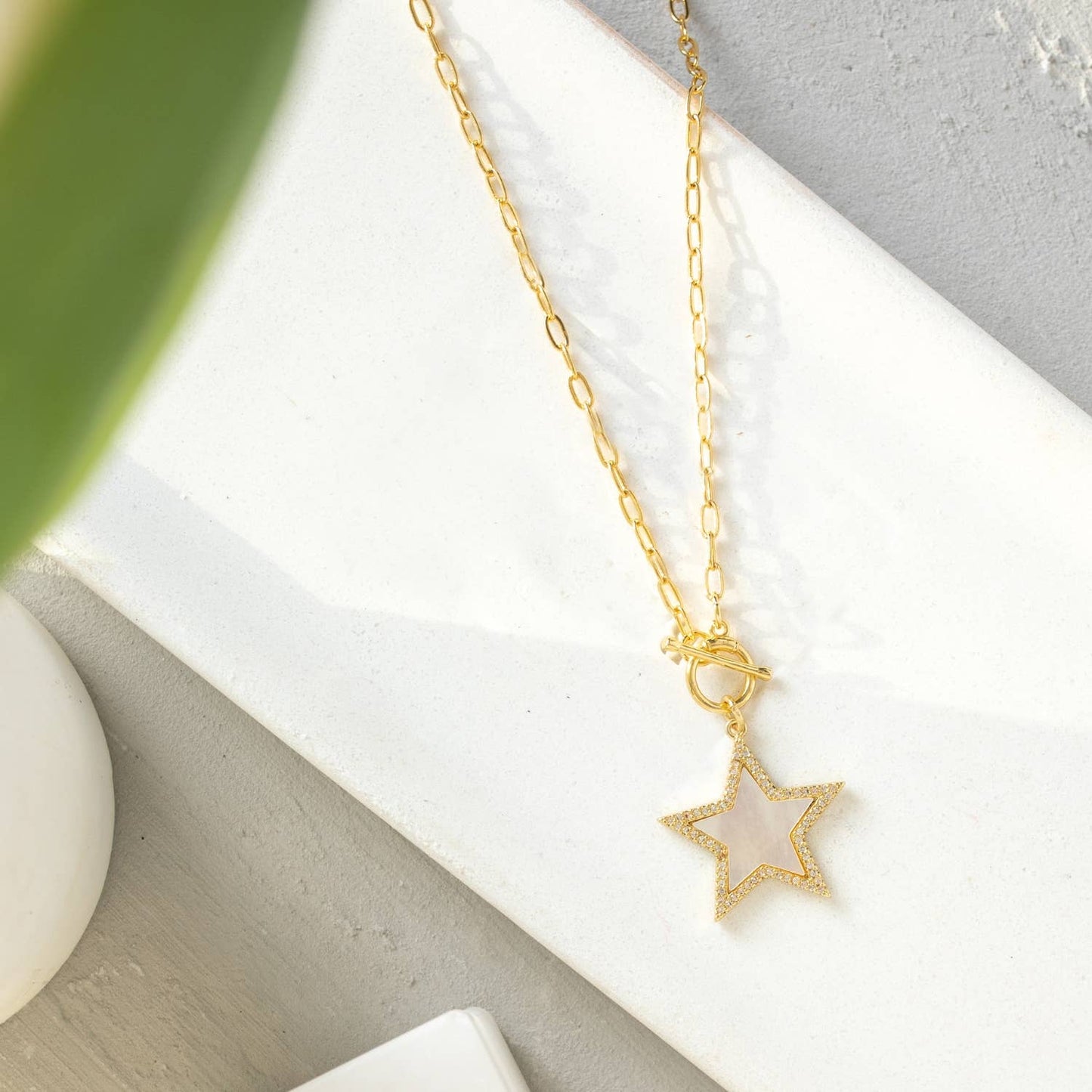 Pave Star Toggle Pendant Necklace