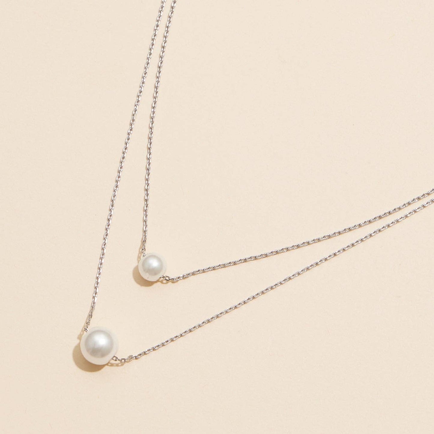 Double Pearl Layered 18K Gold Dip Necklace