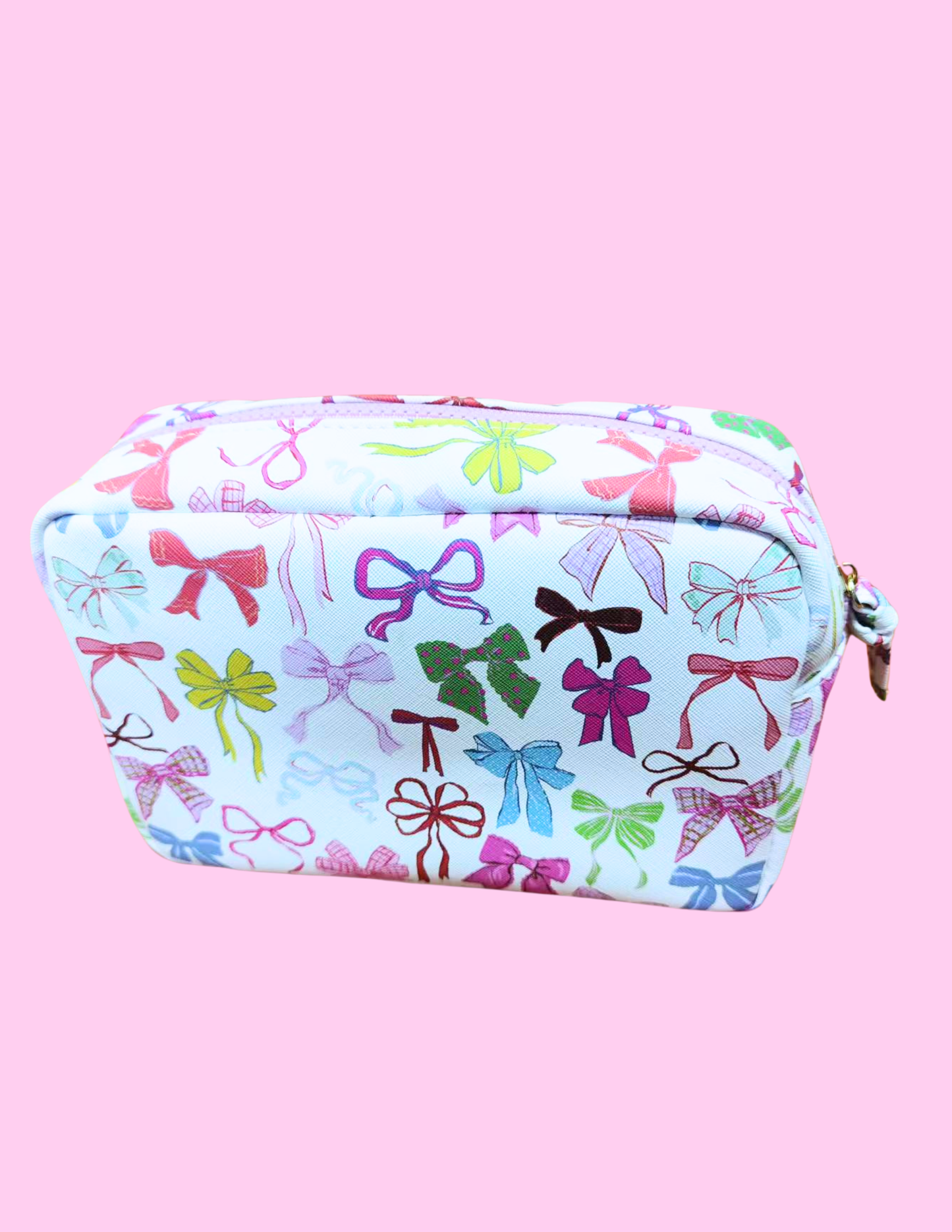 Bow Colorblock Coquette Cosmetic Pouch Bag Valentines