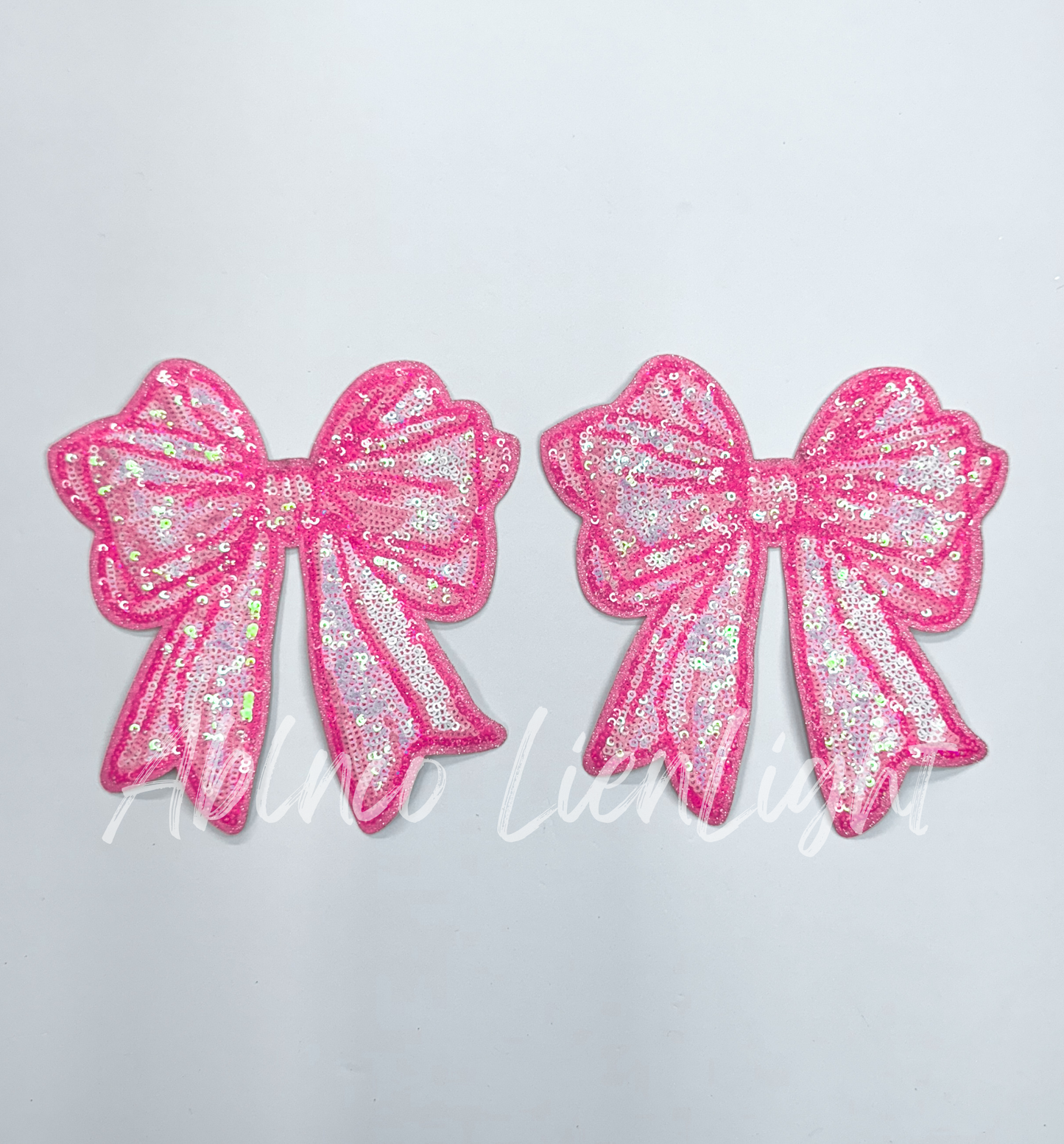 Side Bow Pink Coquette Sequins Patch