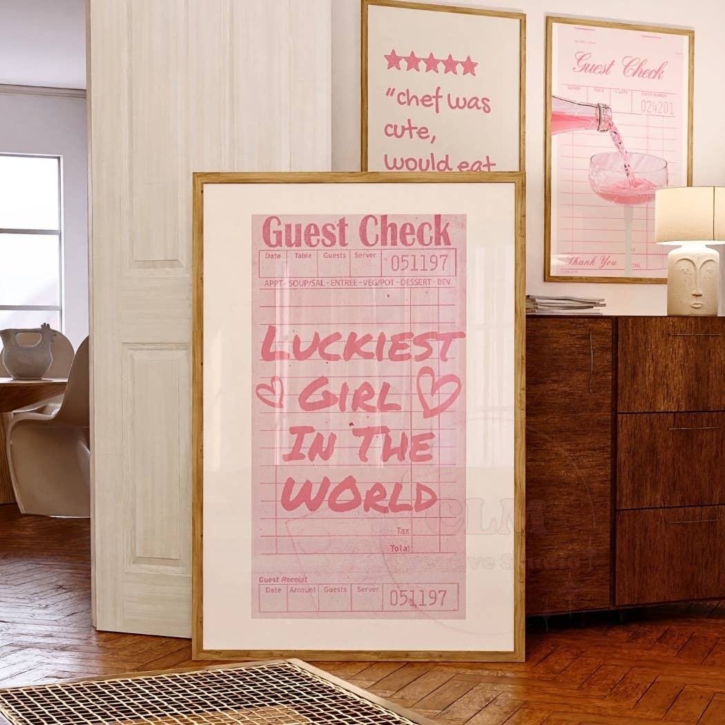 Luckiest Girl In The World Guest Check Wall Art Prints