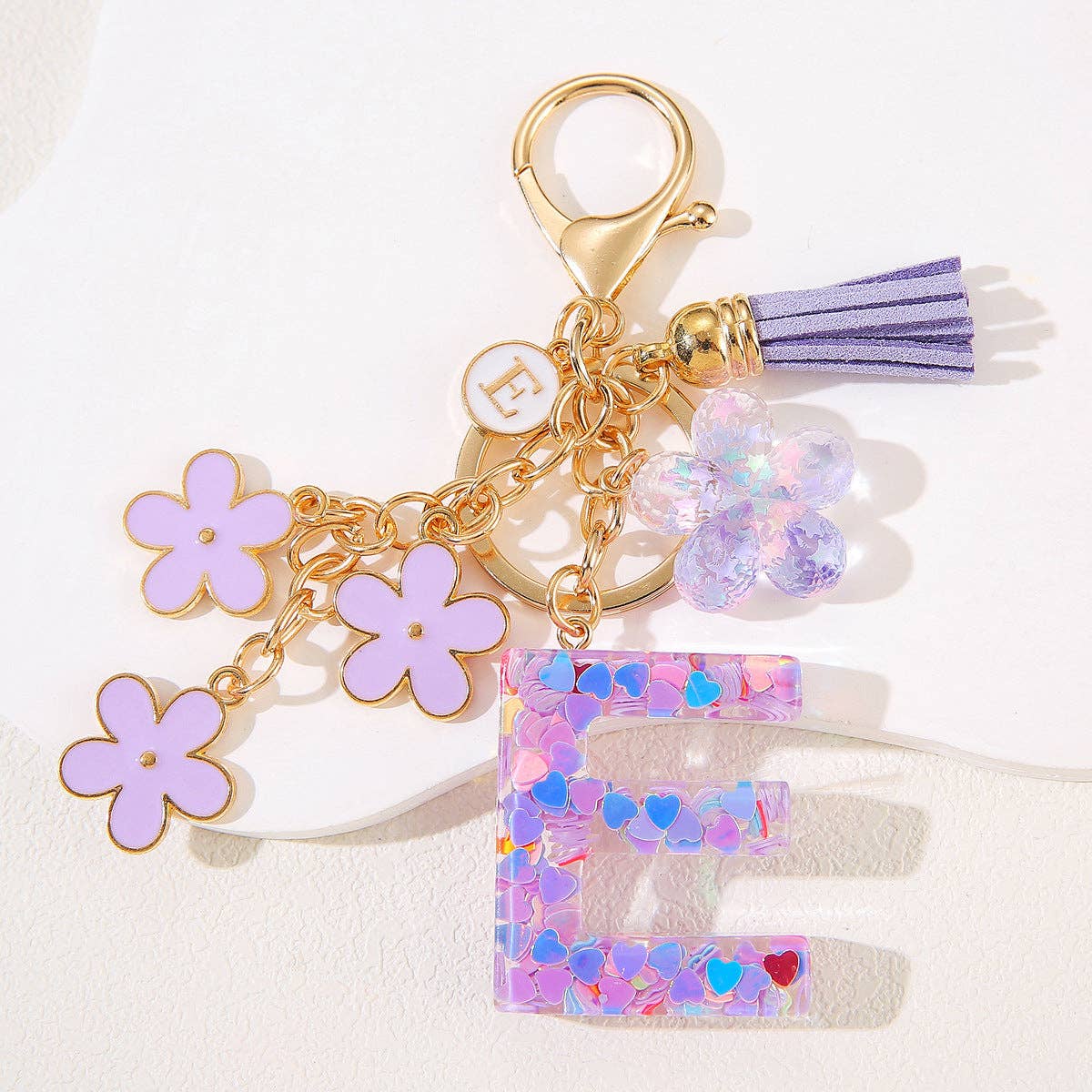 Purple Initial Keychain