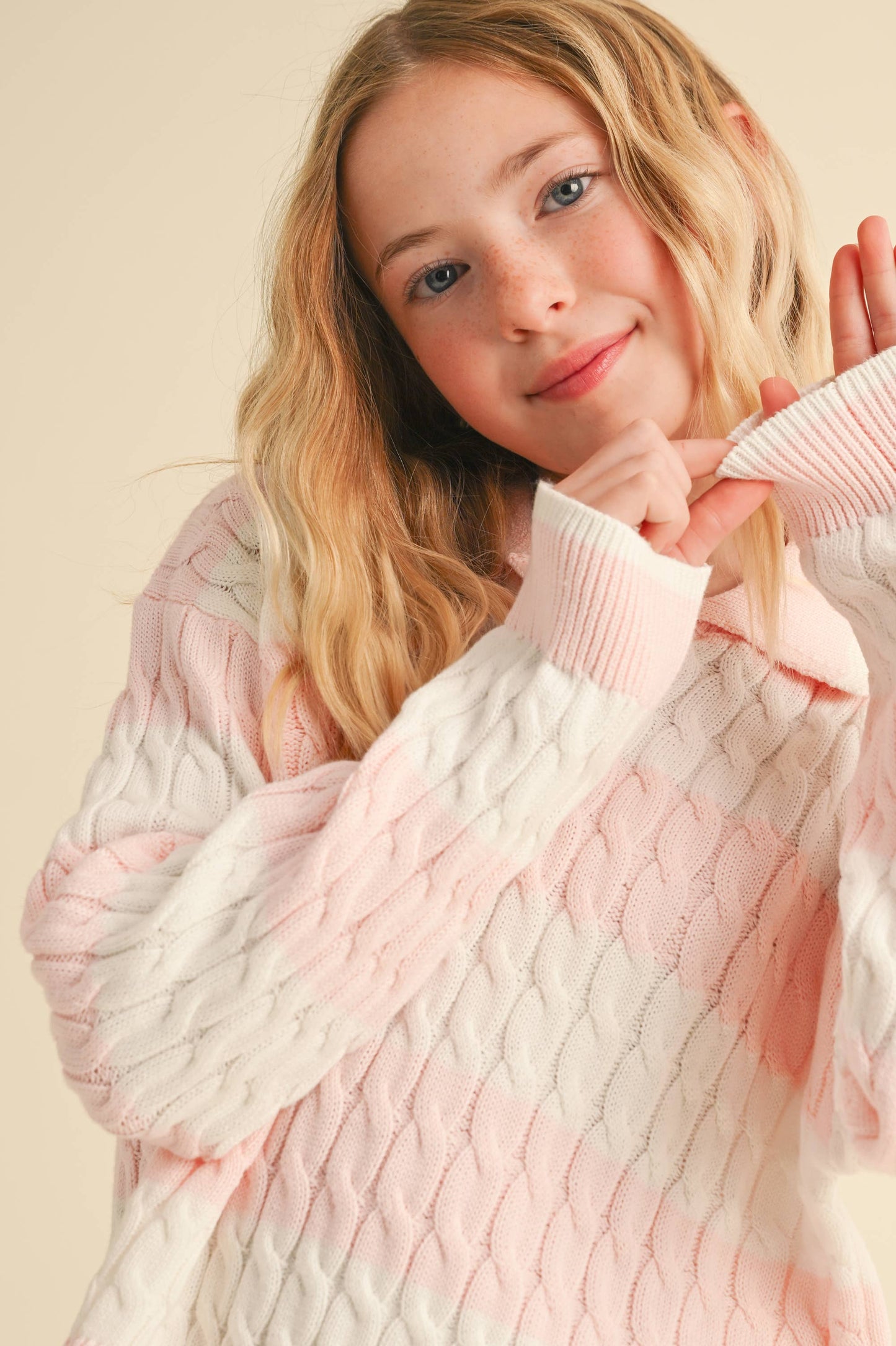 L/S POLO IN CABLE KNIT