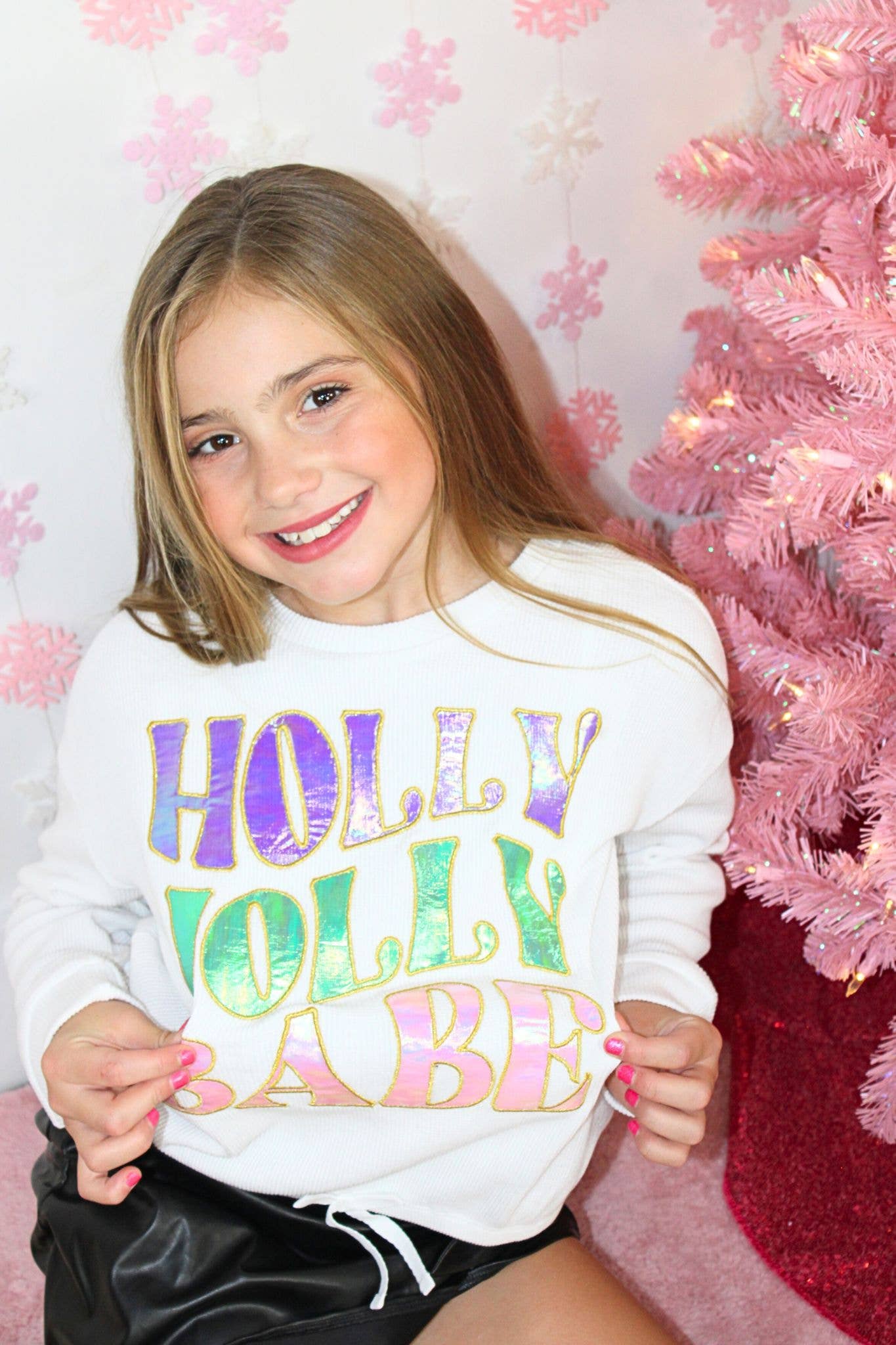 Holly jolly Babe applique and embroidery graphic sweatshirt