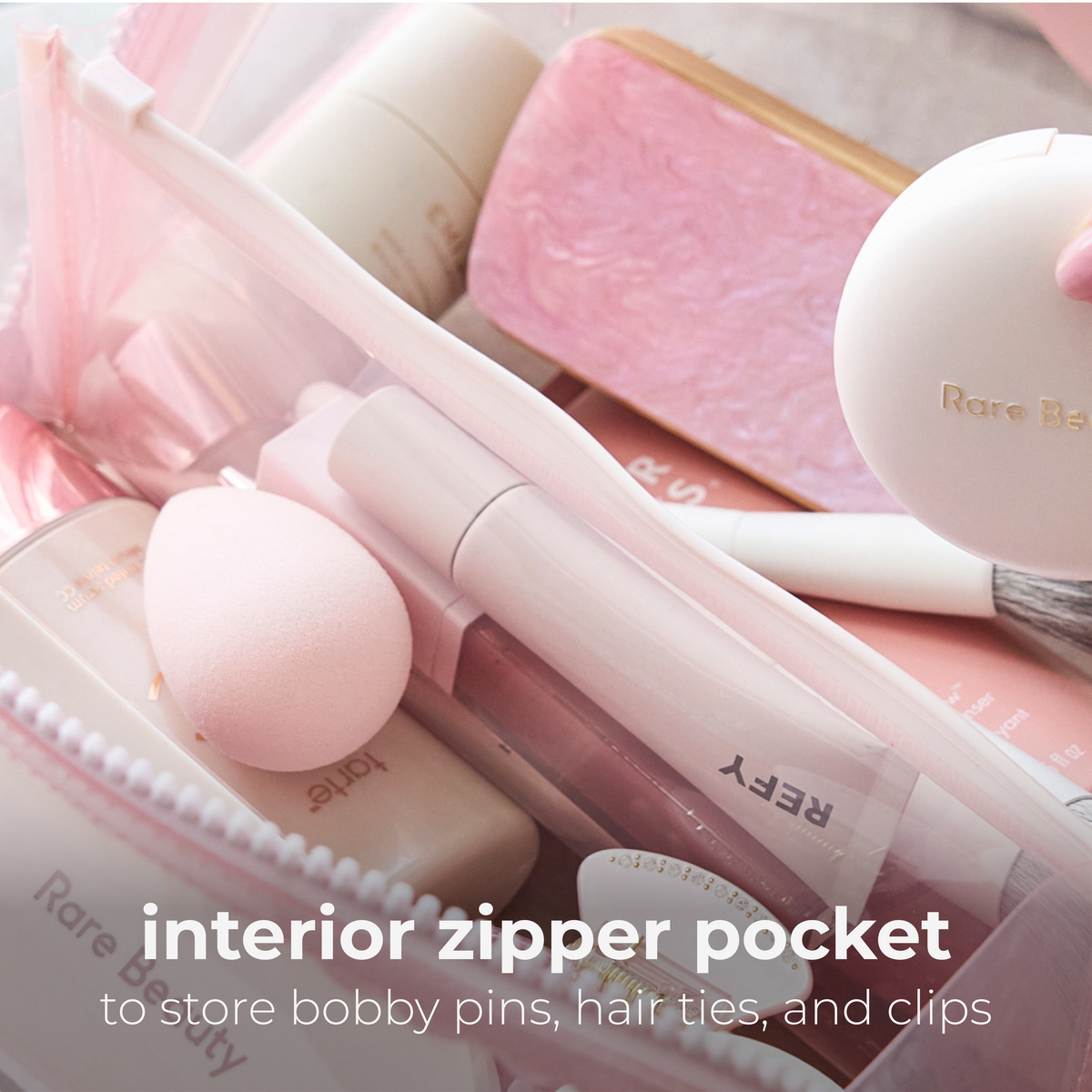 Ballet Pink Bow Lay-Flat Makeup Bag