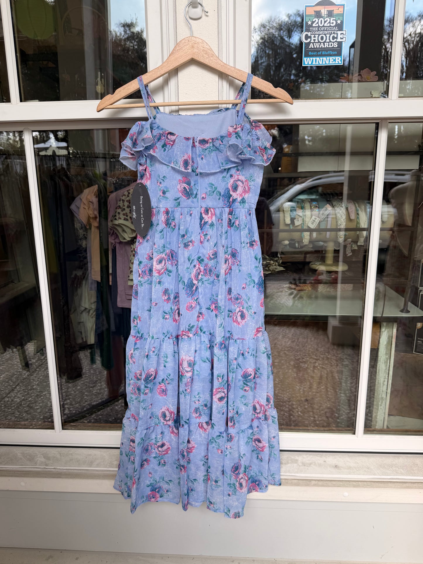 Periwinkle Flutter Sleeve Dress