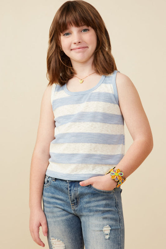 Girls Heathered Stripe Knit Tank