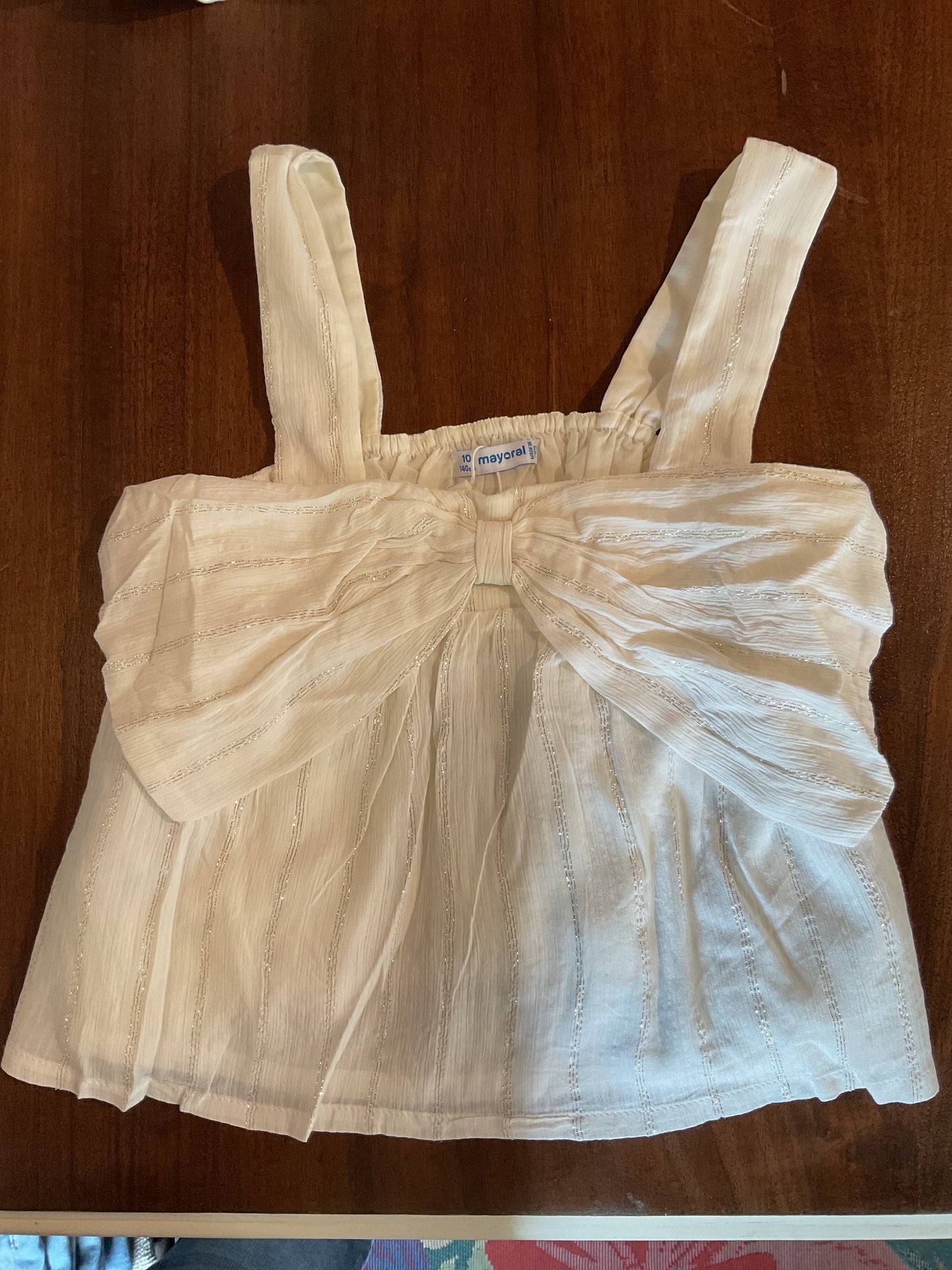 Metallic Stripe Bow Top